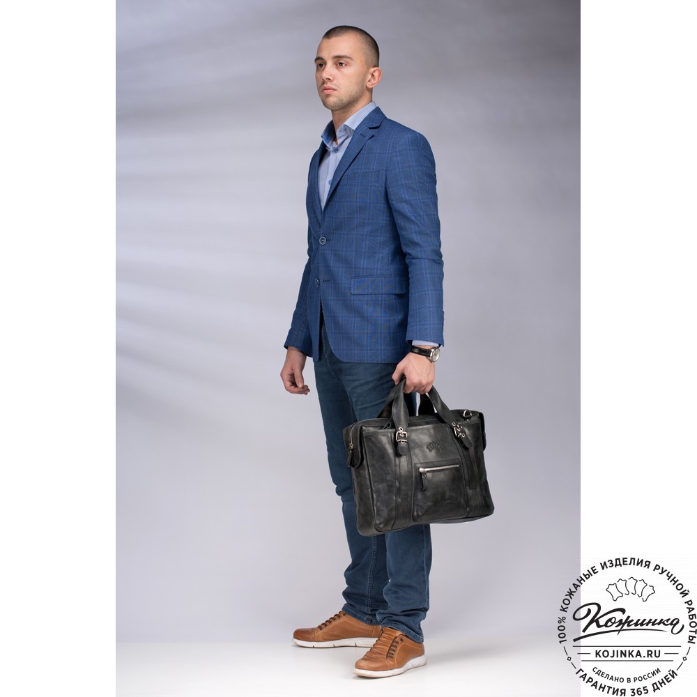 Кожаная деловая сумка "Доминик" (тёмно-коричневый антик)