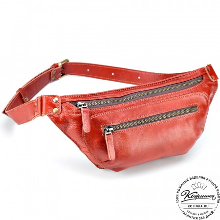 Кожаная сумка на пояс "Рики" (рыжая)