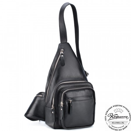 Кожаная нагрудная сумка "Аполлон" (чёрная)