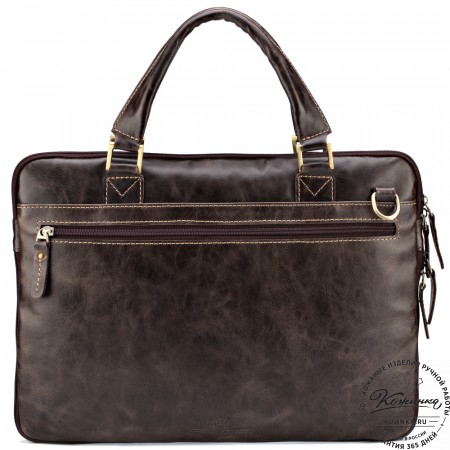 Кожаная деловая сумка "Ральф" (тёмно-коричневый антик) 