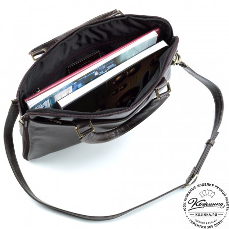 Кожаная деловая сумка "Ральф" (тёмно-коричневый антик) 