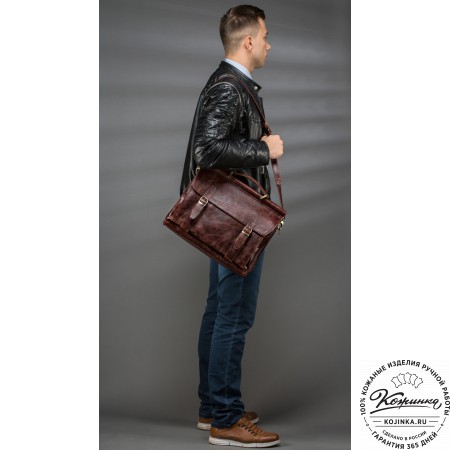 Кожаный портфель "Версаль" (тёмно-коричневый)