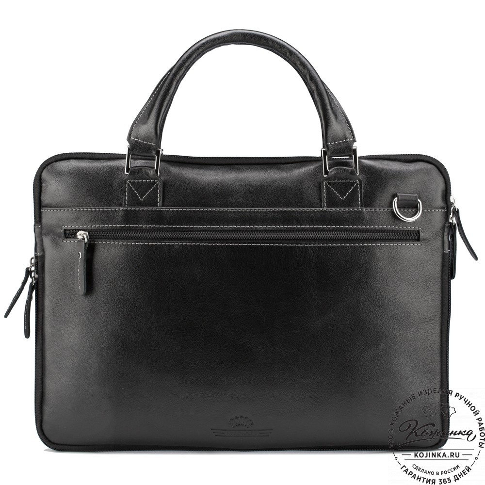 Кожаная деловая сумка "Ральф" (чёрная) 