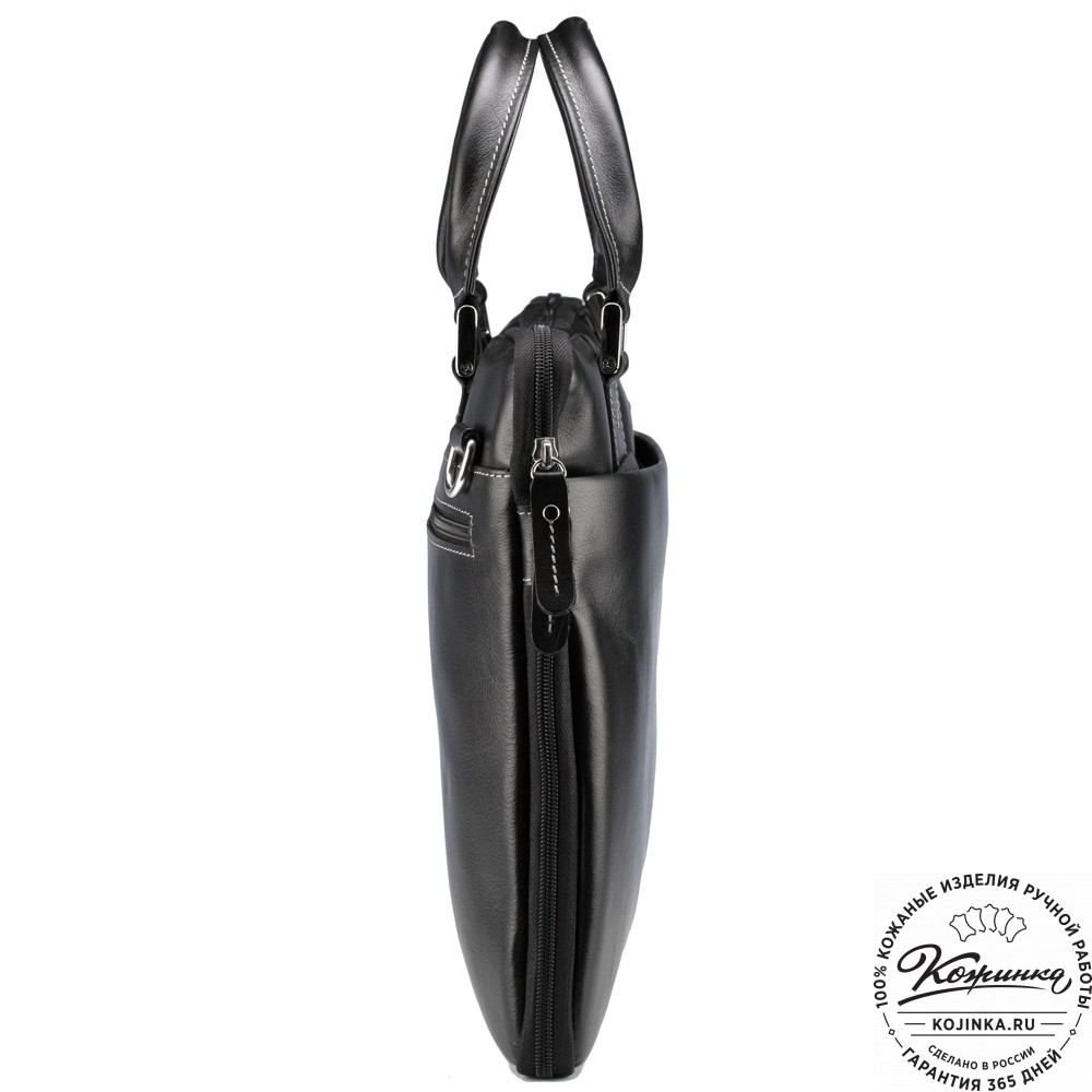 Кожаная деловая сумка "Ральф" (чёрная) 