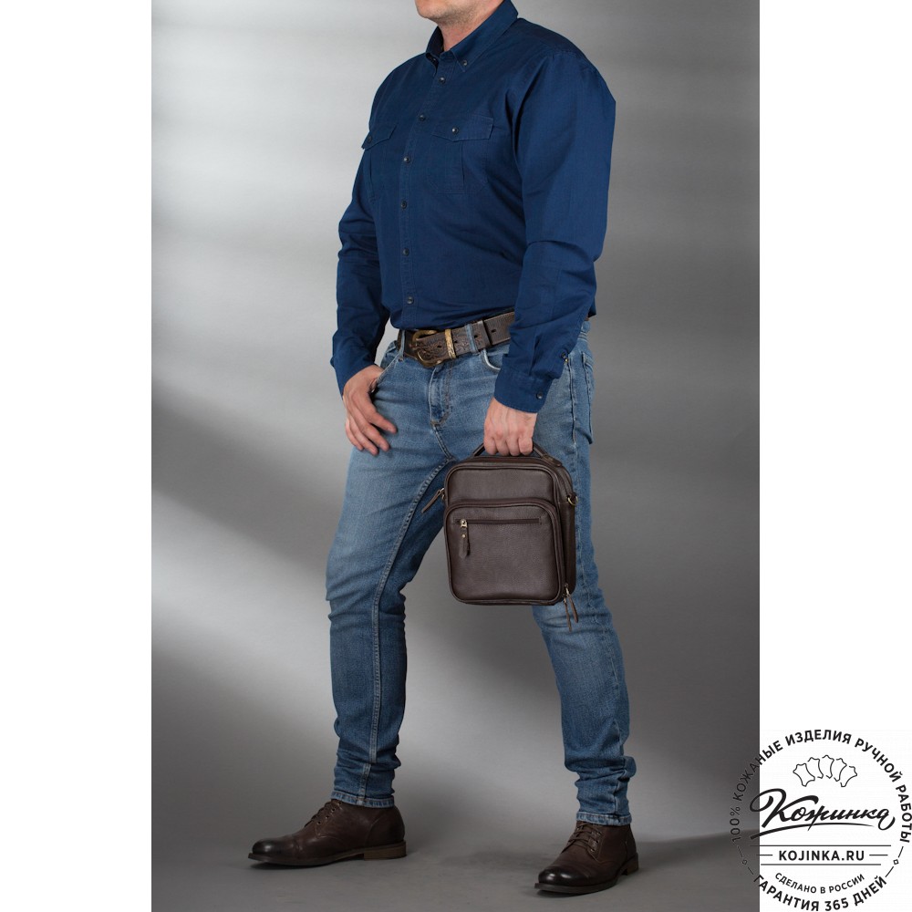 Кожаная сумка "Тедди" (тёмно-коричневая)