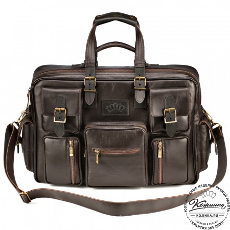 Кожаная деловая сумка для командировок  "Ричард" (тёмно-коричневый)