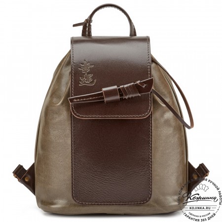 Женский кожаный рюкзак "Гейша" (оливковый)