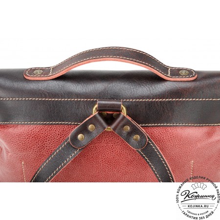 Кожаный рюкзак "Школьник" (брусничный)