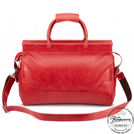 Кожаный дорожный саквояж "Гарри" (красный)
