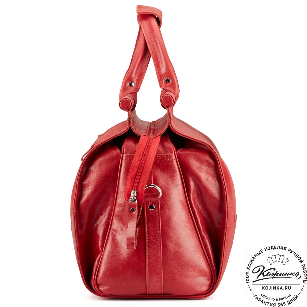 Кожаный дорожный саквояж "Гарри" (красный)