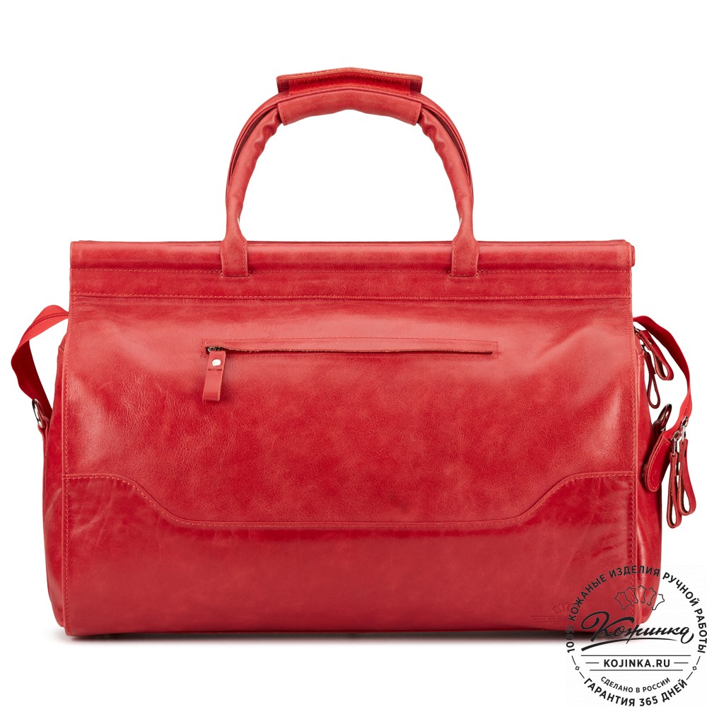 Кожаный дорожный саквояж "Гарри" (красный)