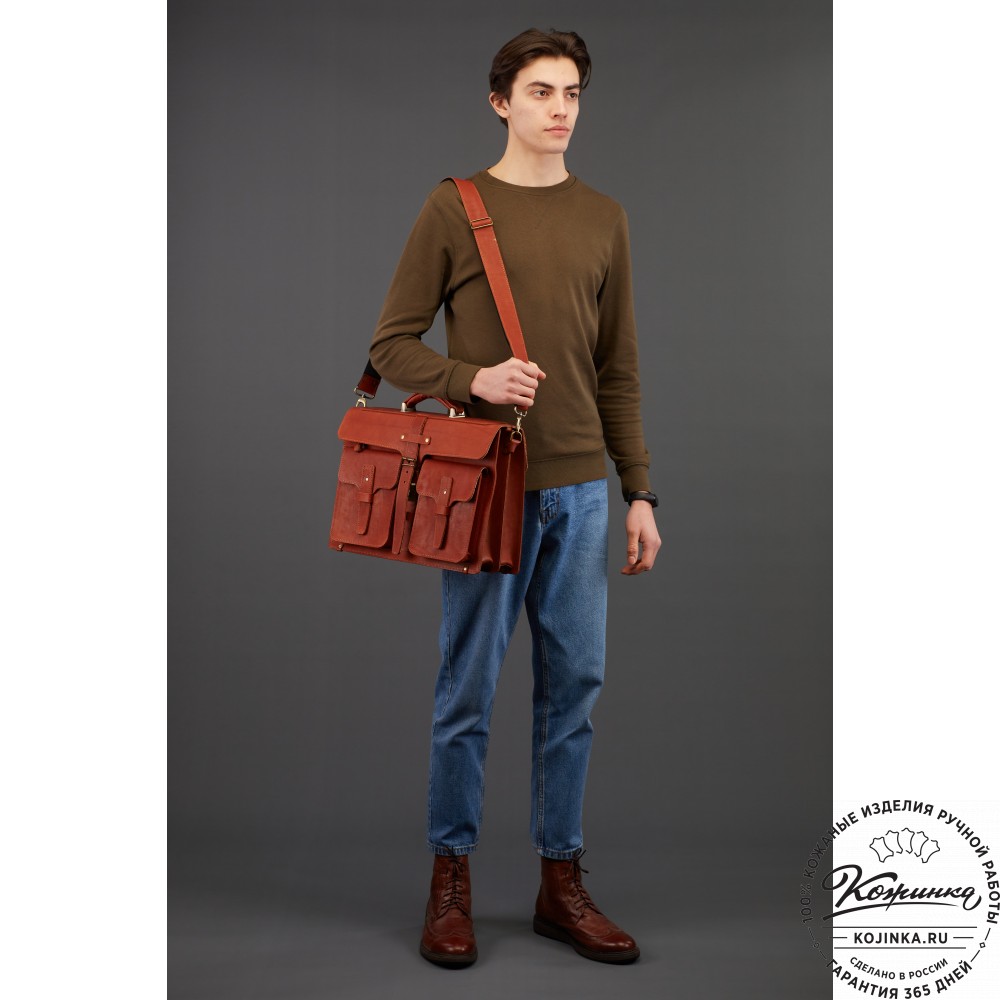 Кожаный портфель "Мирон" (чёрный)