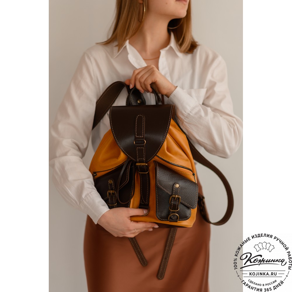 Кожаный рюкзак "Пилот" (оливково-серый)