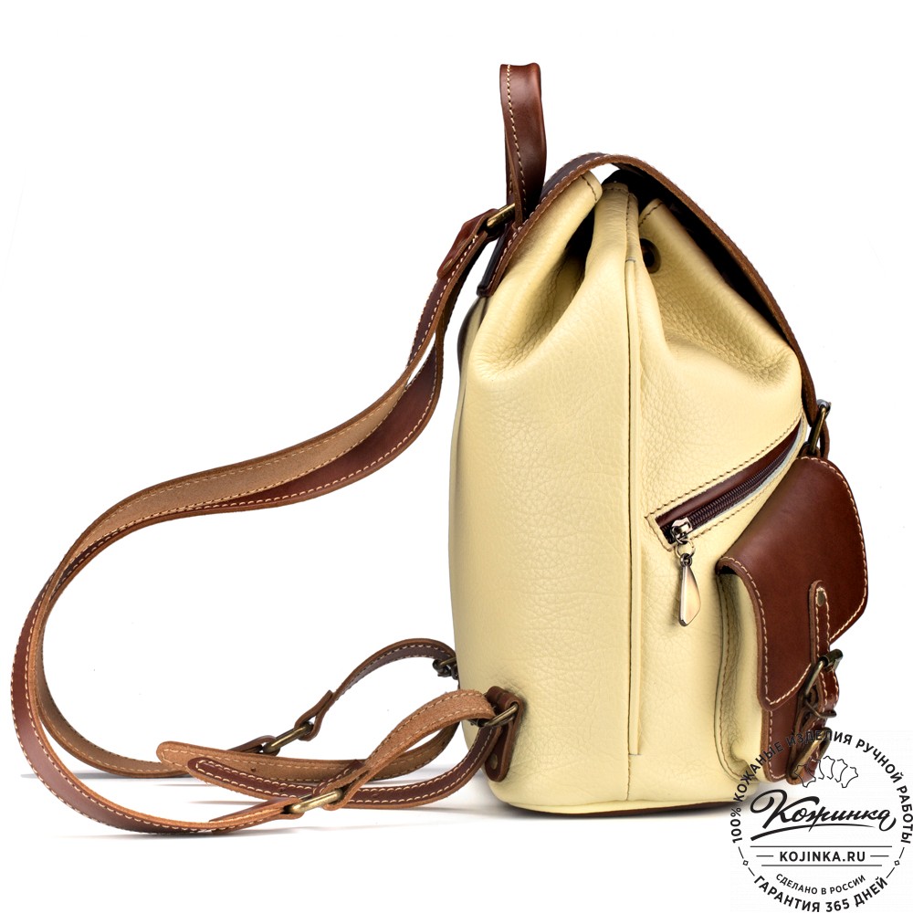 Кожаный рюкзак "Пилот" (жёлтый)