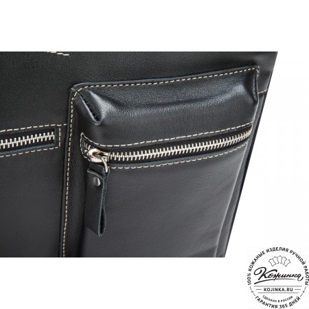 Кожаная деловая сумка "Диего" (черная)