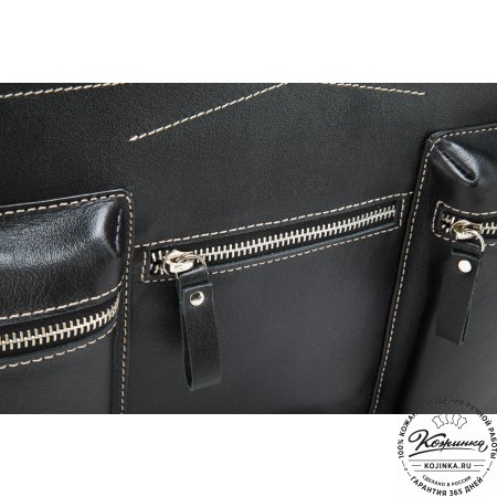 Кожаная деловая сумка "Диего" (черная)