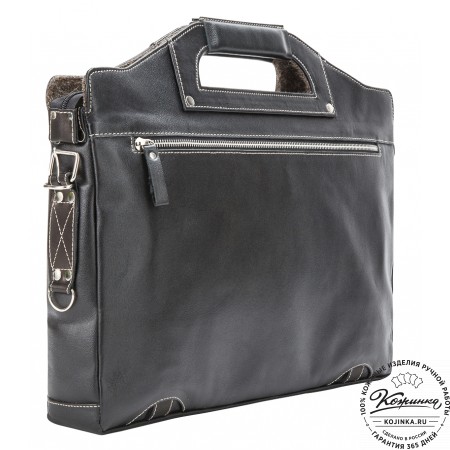 Кожаная деловая сумка "Диего" (черная)