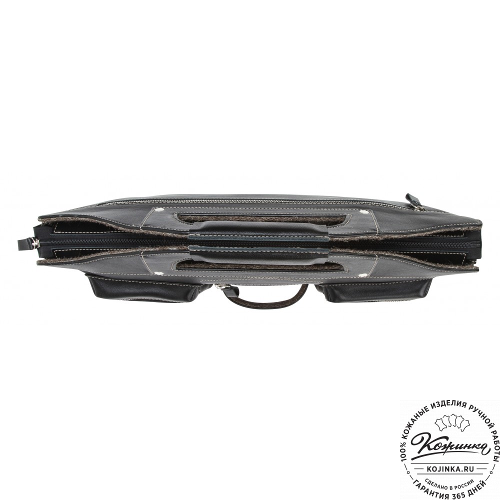 Кожаная деловая сумка "Диего" (черная)