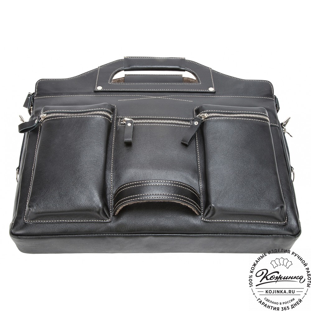 Кожаная деловая сумка "Диего" (черная)