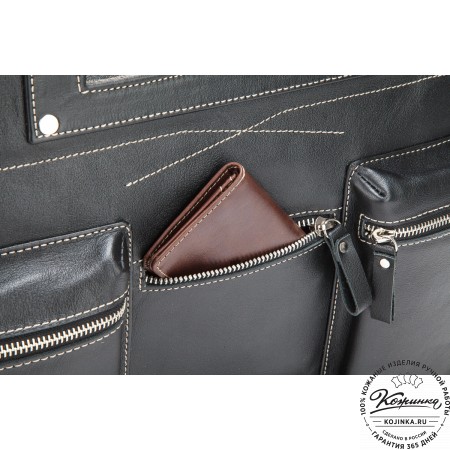 Кожаная деловая сумка "Диего" (черная)