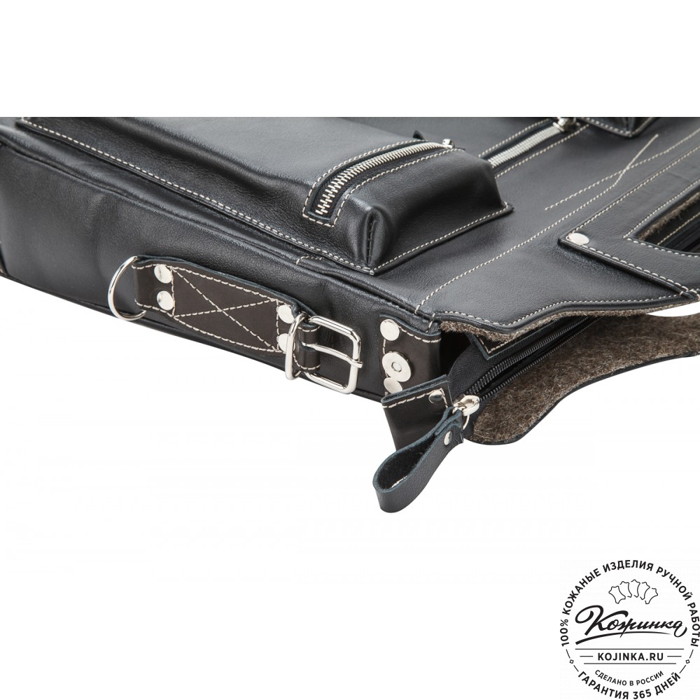 Кожаная деловая сумка "Диего" (черная)