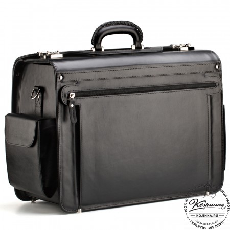 Кожаный портфель-кофр "Аркадий" (чёрный)