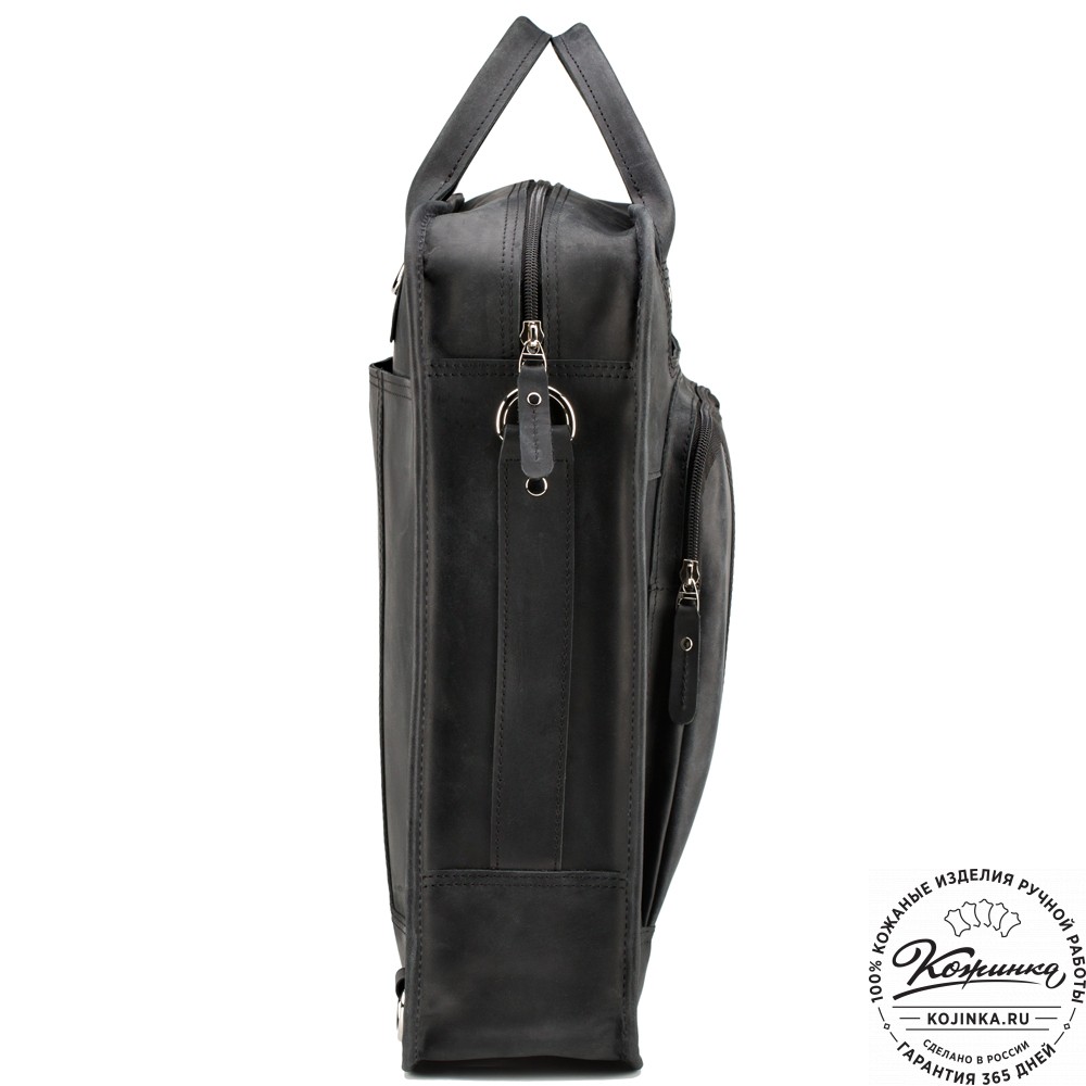 Кожаный рюкзак-сумка "Майкл" (чёрный)