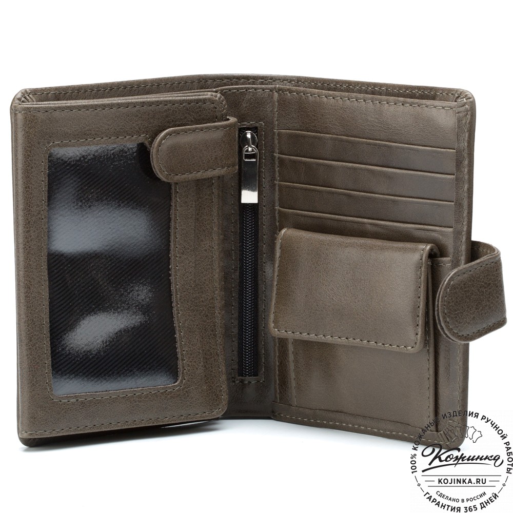 Кожаное портмоне "Пушкин" (оливковое)