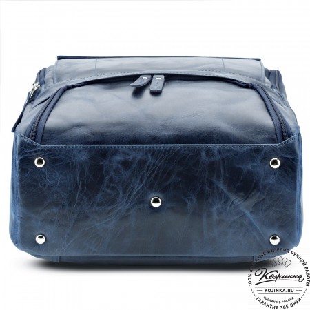 Кожаный рюкзак "Вена" (синий антик)