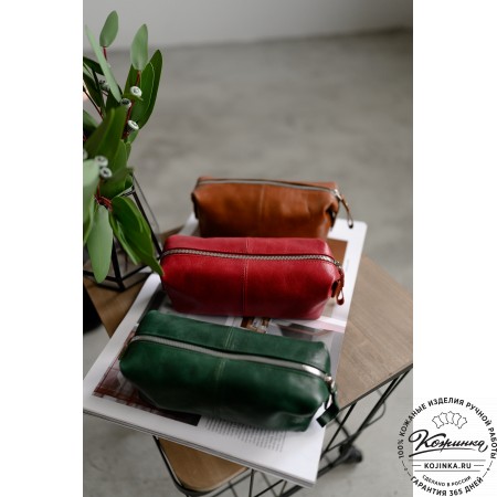 Кожаная косметичка "Бамбина" (чёрная)