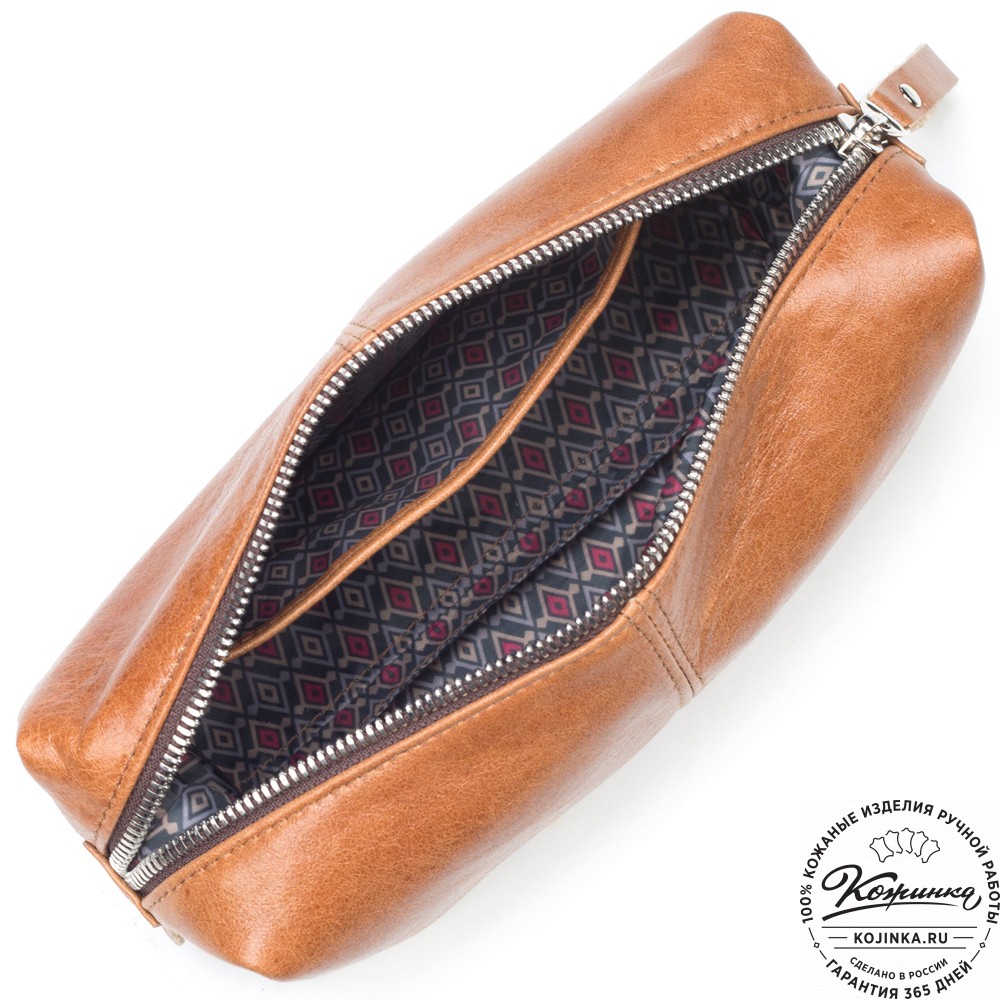 Кожаная косметичка "Бамбина" (рыжая)