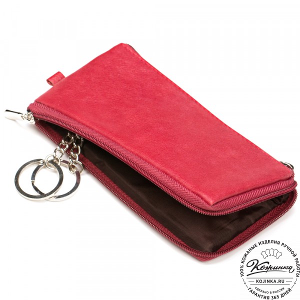 Кожаная ключница "Шанхай" (красная). фото 1
