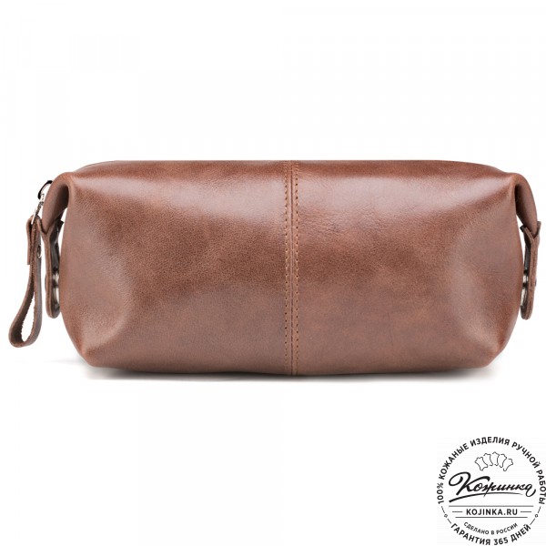 Кожаная косметичка "Бамбина" (коричневая). фото 1