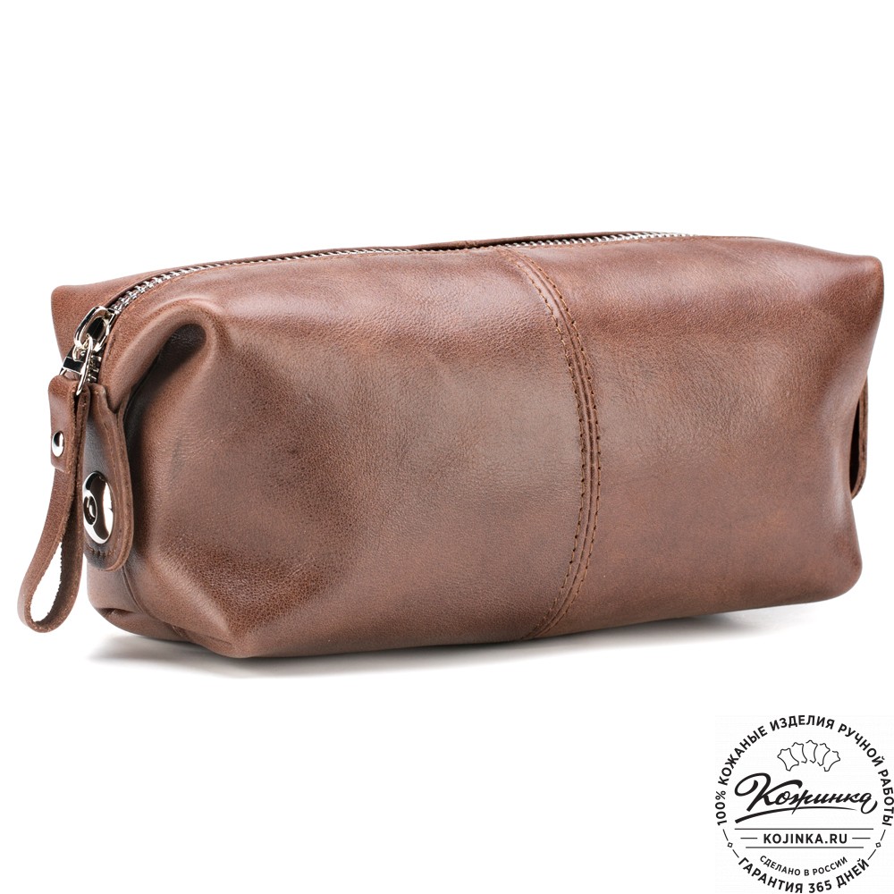 Кожаная косметичка "Бамбина" (коричневая)