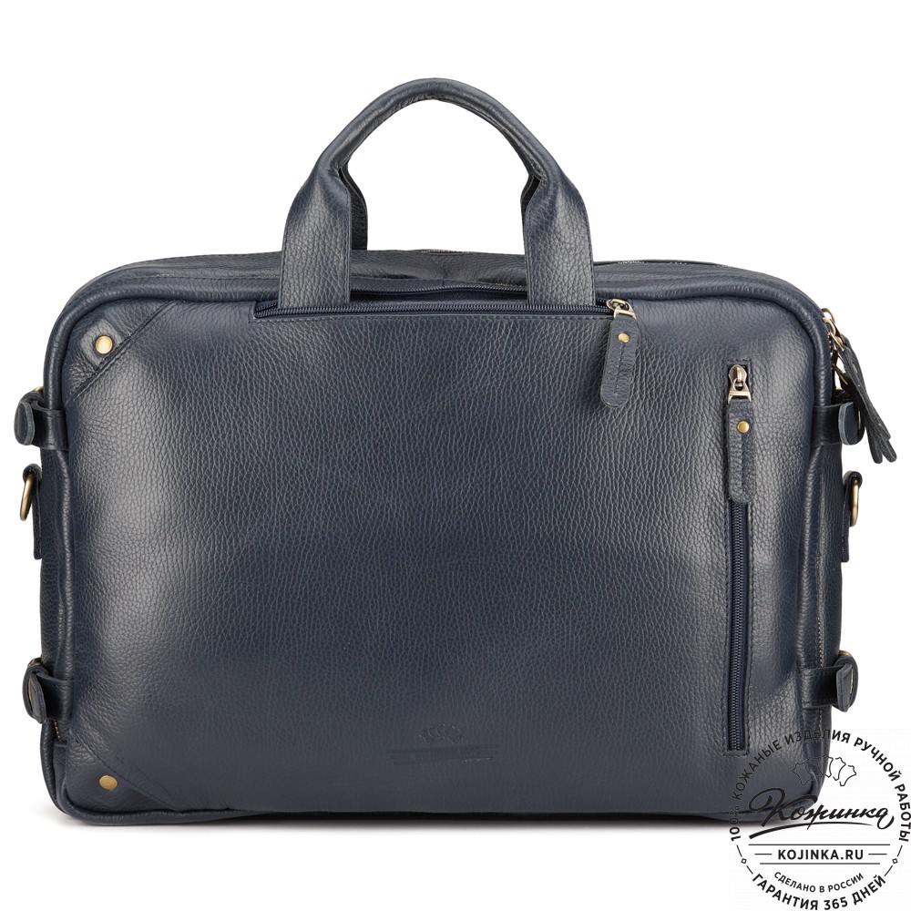 Кожаная сумка-рюкзак "Бигмэн" (синяя)