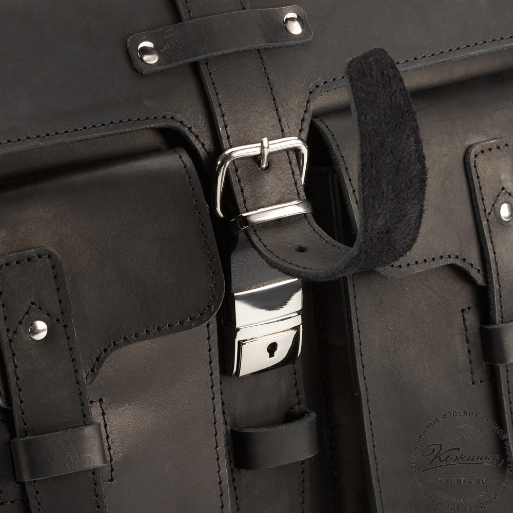 Кожаный портфель "Мирон" (чёрный)