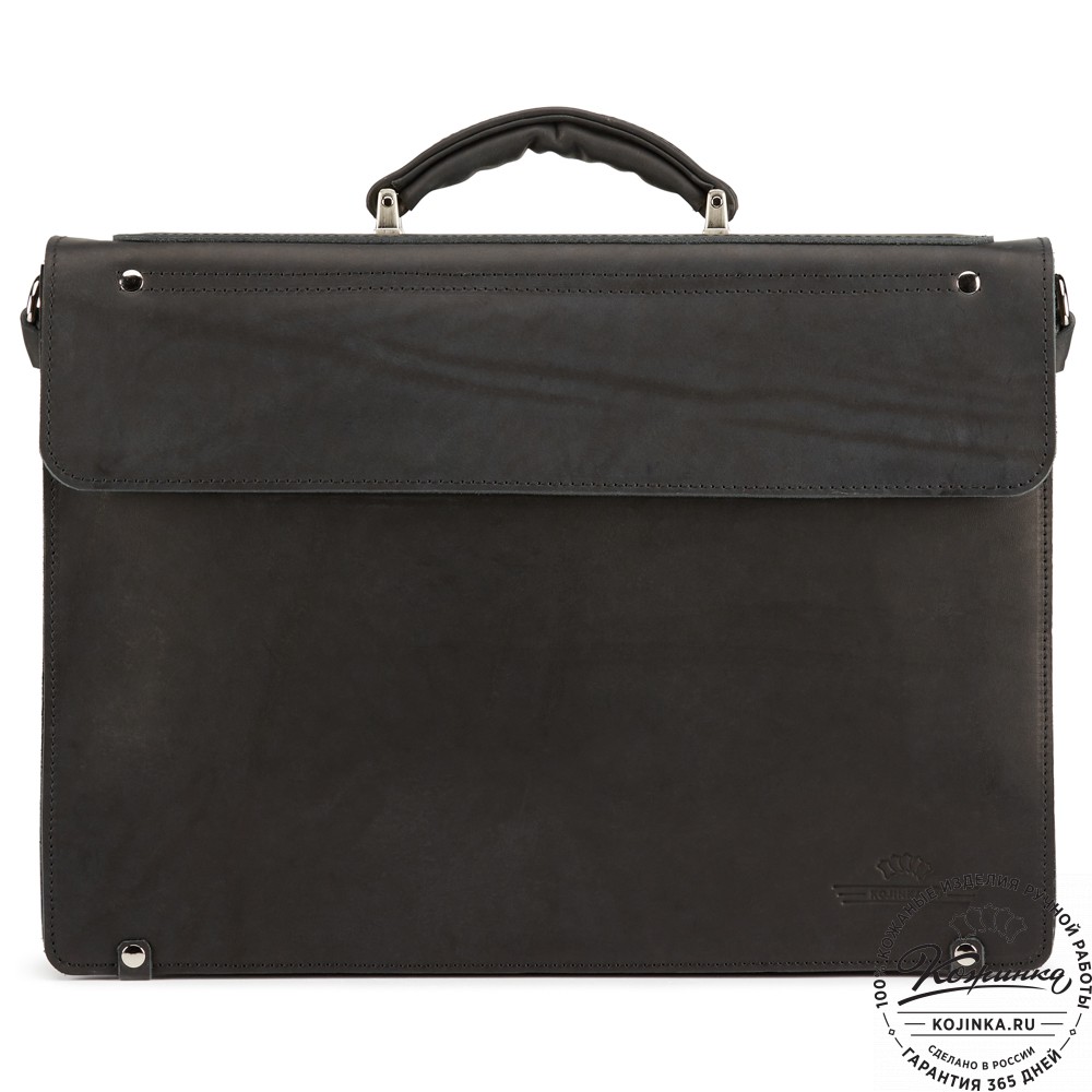 Кожаный портфель "Мирон" (чёрный)