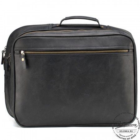 Кожаный рюкзак-сумка "Брюс" (чёрный) 