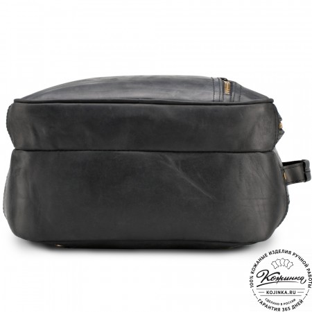 Кожаный рюкзак-сумка "Брюс" (чёрный) 
