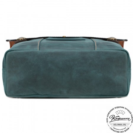 Кожаный рюкзак "Школьник" (изумрудный крейзи)