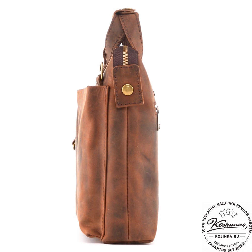 Кожаная деловая сумка "Стюарт" (тёмно-коричневый крейзи)