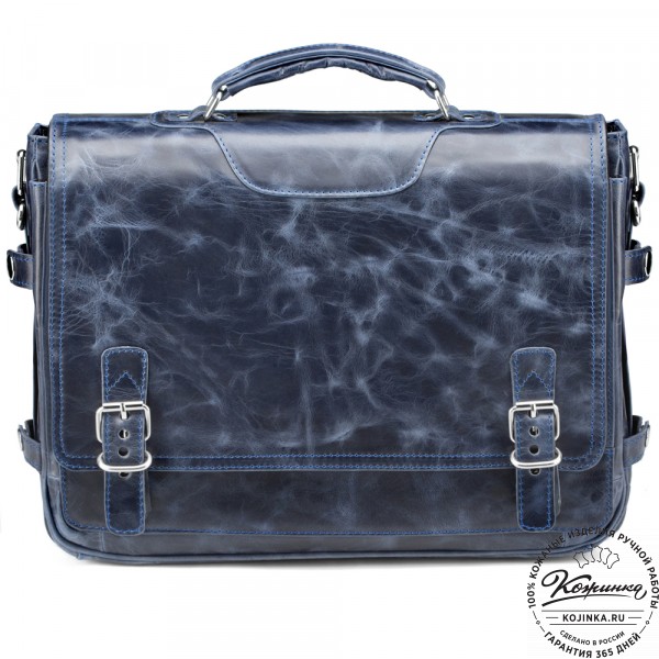 Кожаный портфель "Арамис" (синий антик). фото 1