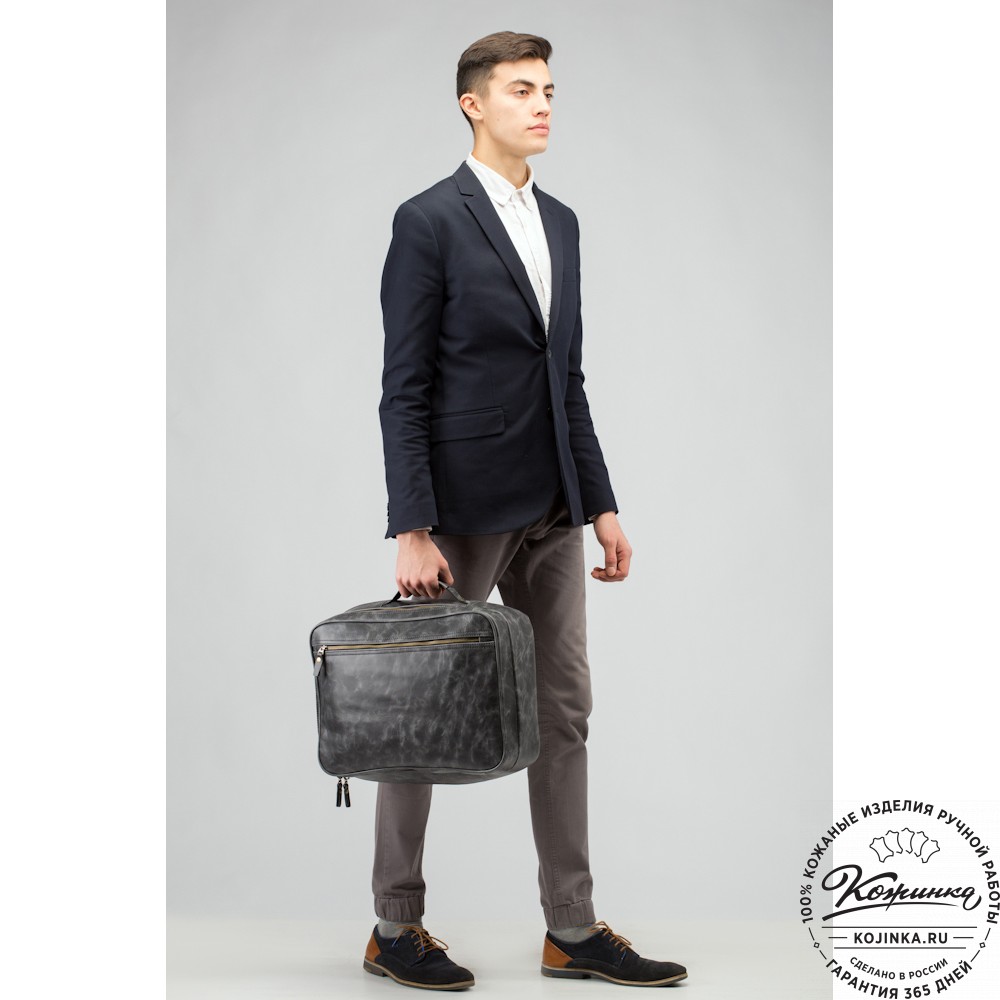 Кожаный рюкзак-сумка "Брюс" (чёрный) 