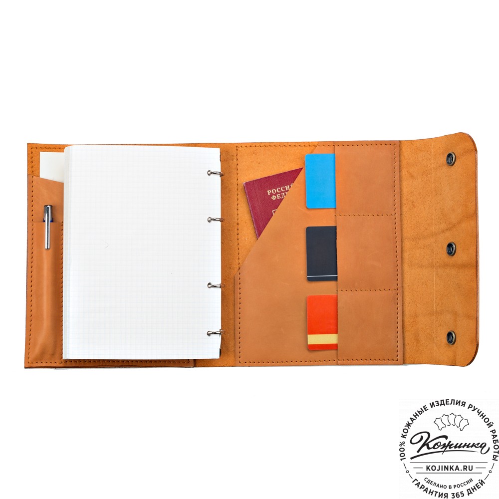 Кожаный ежедневник на кольцах "Джексон" (старение)