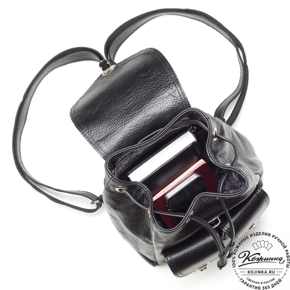 Женский кожаный рюкзак "Нэнси" (черный)