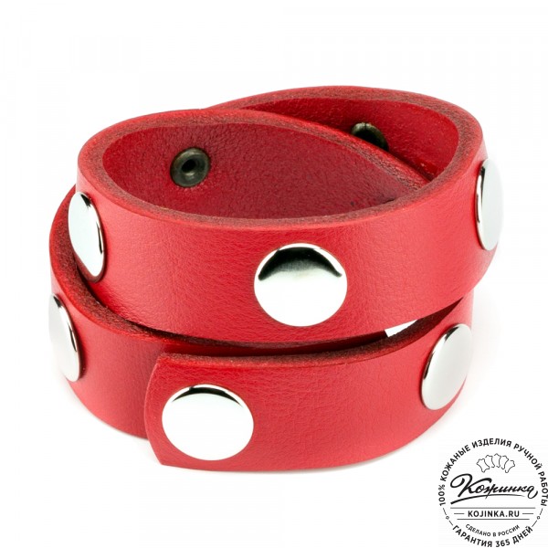 Кожаный браслет "Вегард" (красный). фото 1