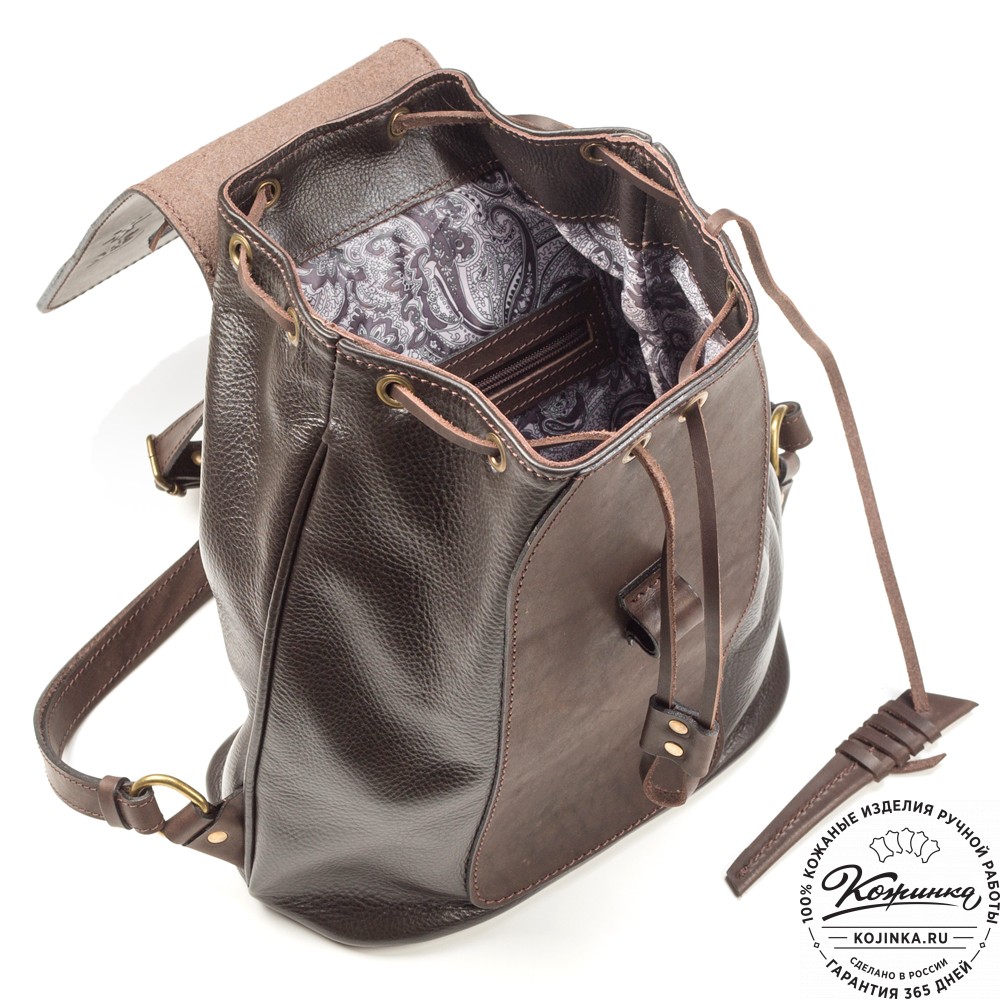 Женский кожаный рюкзак "Гейша" (тёмно-коричневый)