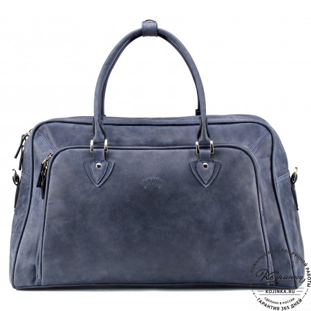 Кожаная дорожная сумка "Бруклин" (синий крейзи)