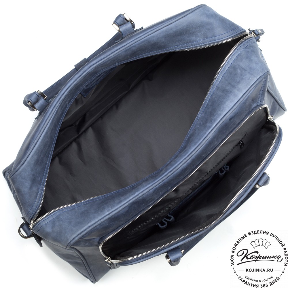 Кожаная дорожная сумка "Бруклин" (синий крейзи)