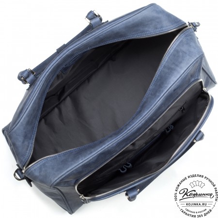 Кожаная дорожная сумка "Бруклин" (синий крейзи)